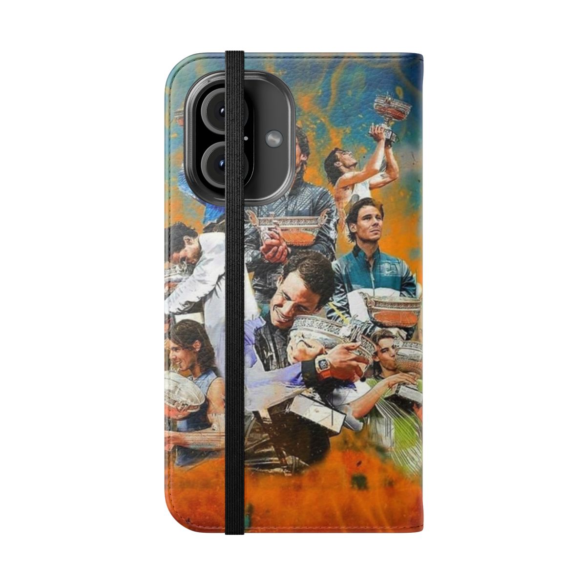 Phone case featuring an image of Rafael Nadal, the renowned tennis player - Folded Front