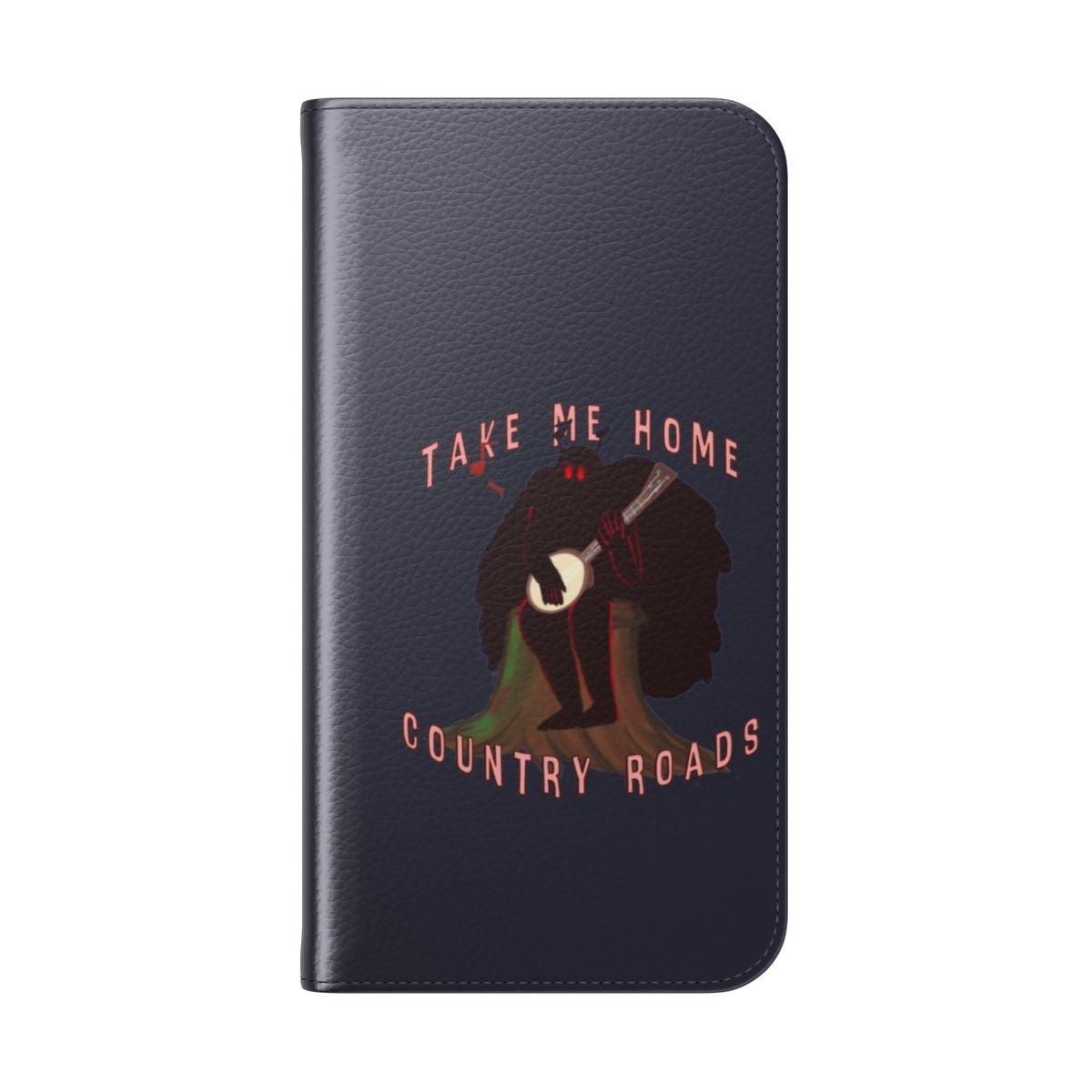 Mothman-Inspired Flip Cover Phone Case with Vintage Country Charm - Folded Back