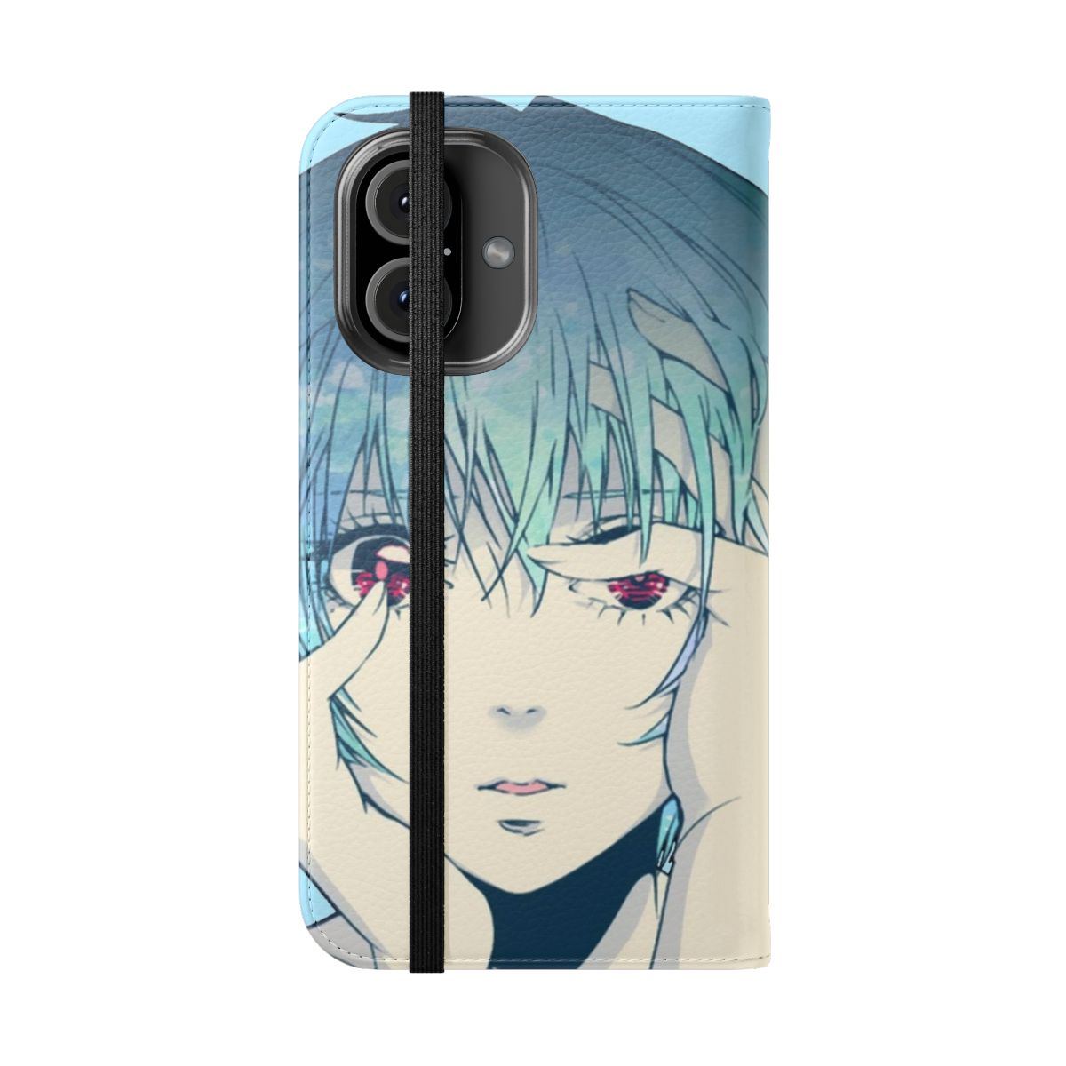 Rei Ayanami from Neon Genesis Evangelion on a blue flip cover phone case - Folded Front