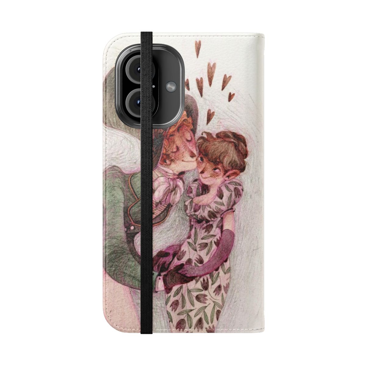 Northanger Abbey-themed flip phone case with gothic design - Folded Front