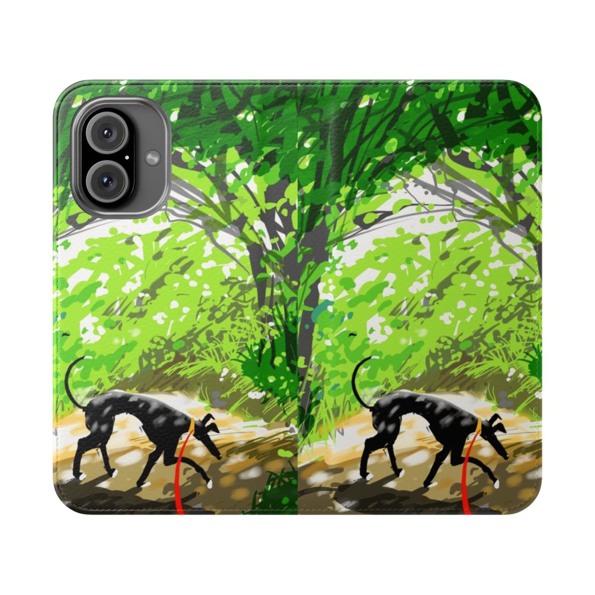 Woodland Shade Phone Case featuring a hound dog silhouette against a nature-inspired backdrop