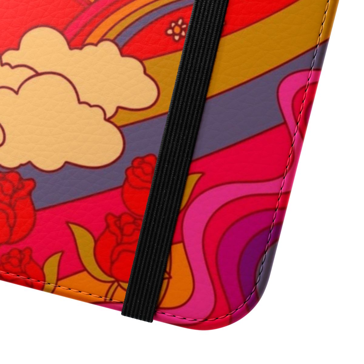 Colorful and vibrant psychedelic-inspired flip phone case - Close Up