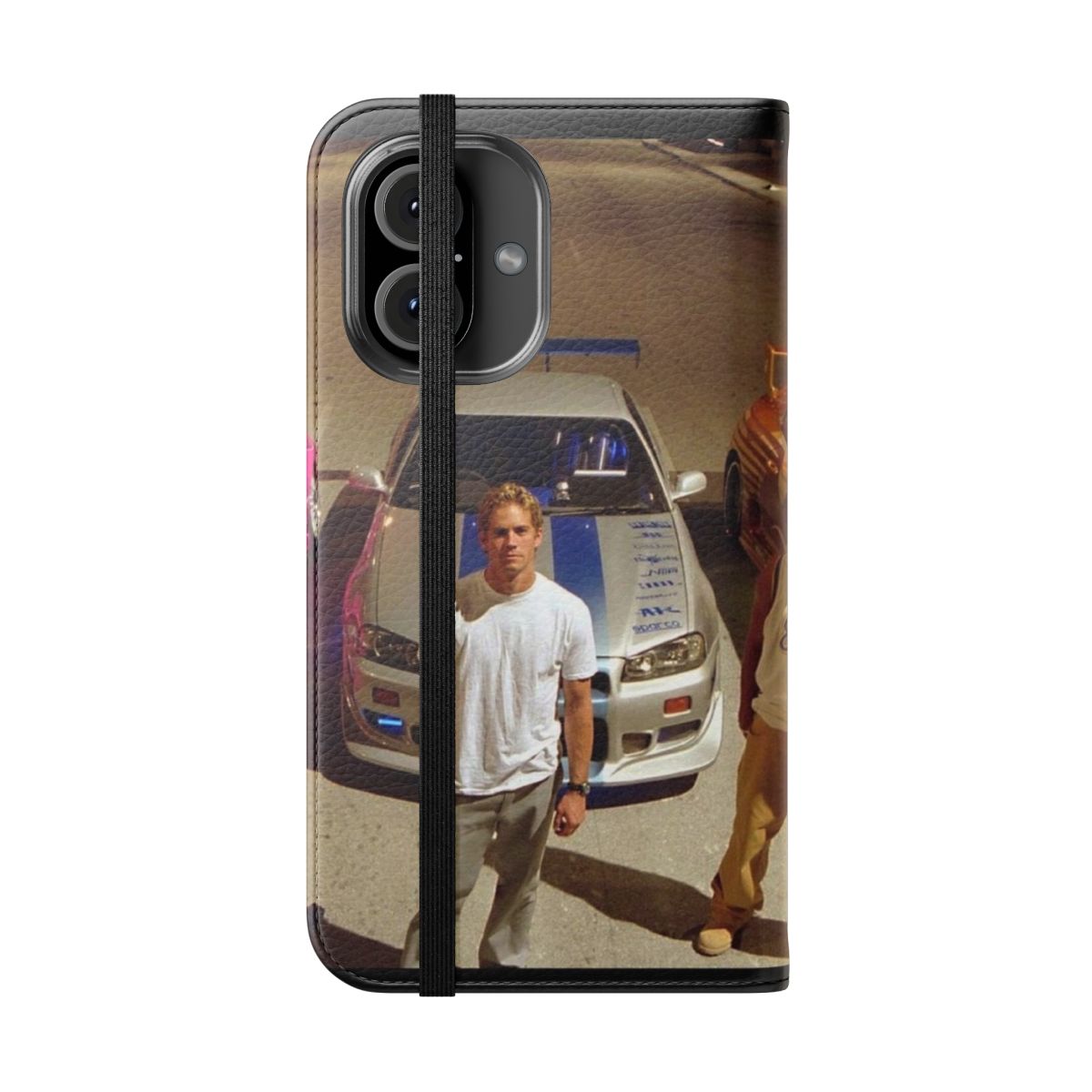 Automotive-inspired Brian O'Conner phone case featuring Fast and Furious, Paul Walker, and JDM elements - Folded Front