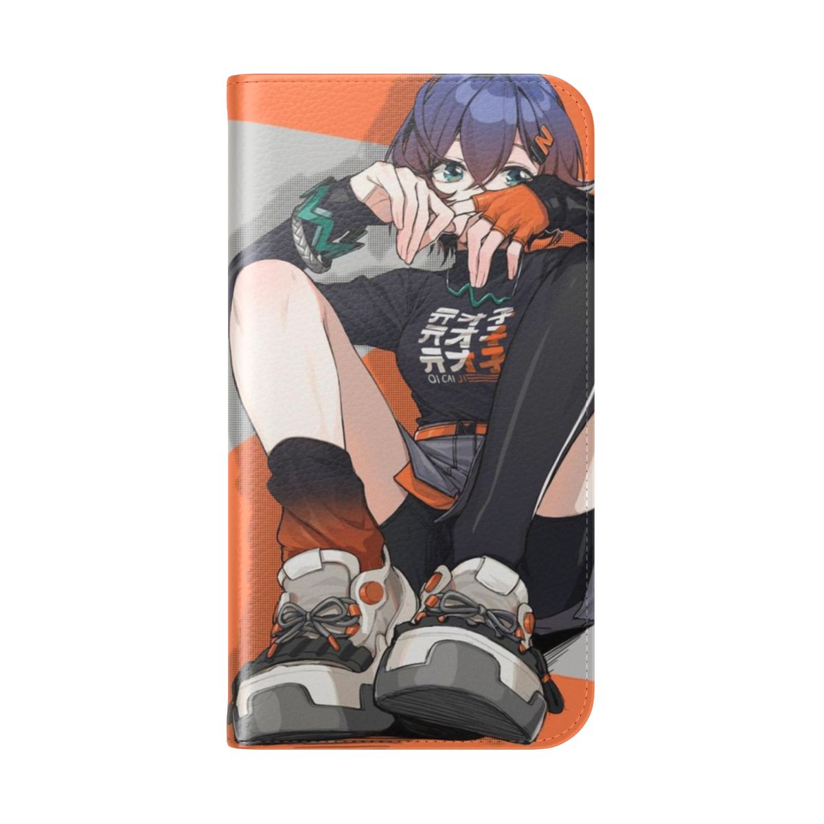 Customizable flip cover phone case featuring the Zenless Zone Zero anime - Folded Back