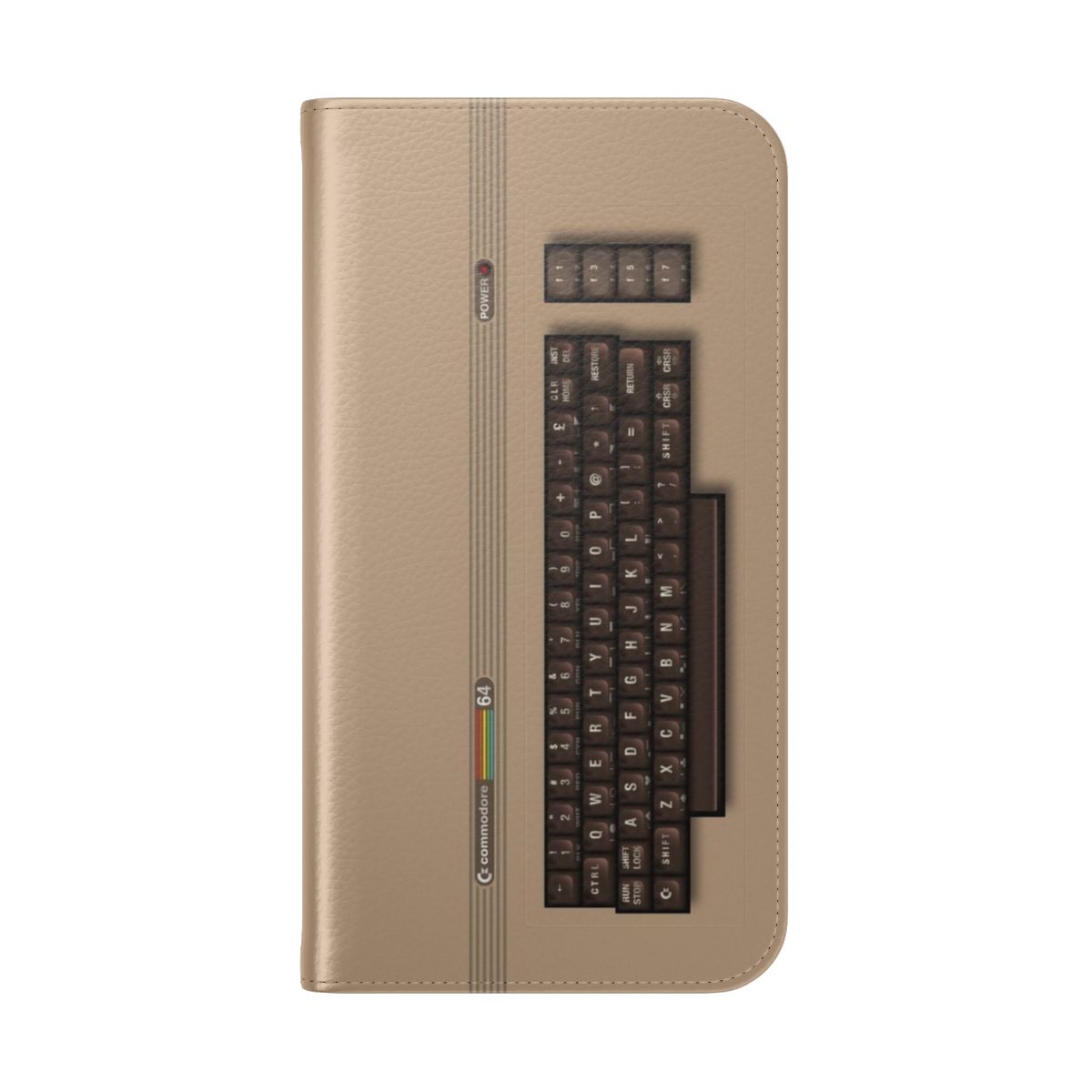 Vintage Commodore 64 inspired flip cover phone case - Folded Back