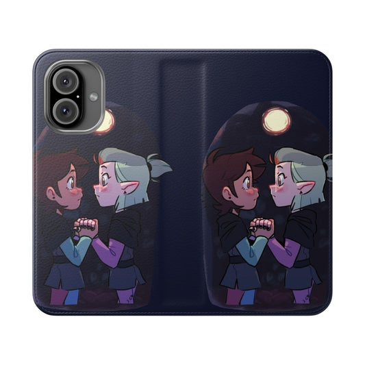 Flip cover phone case with "The Owl House" characters Luz Noceda and Amity Blight