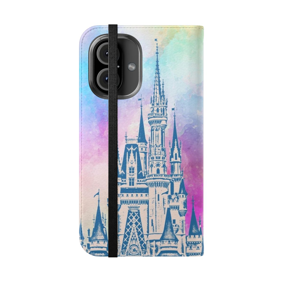 Watercolor painting of a magical castle on a flip phone case - Folded Front