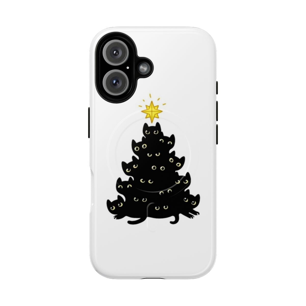 Magnetic Tough Cat Christmas Phone Cases featuring black cat, cat silhouette, and cat cartoon designs