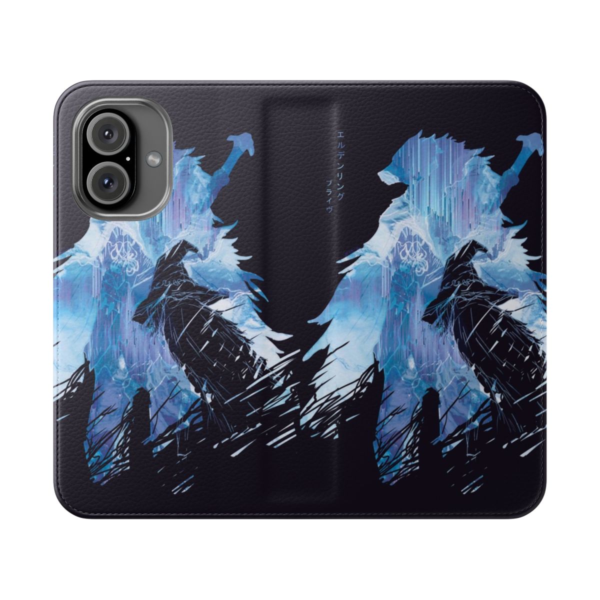 Blaidd and Ranni inspired flip cover phone case with wolf and witch design