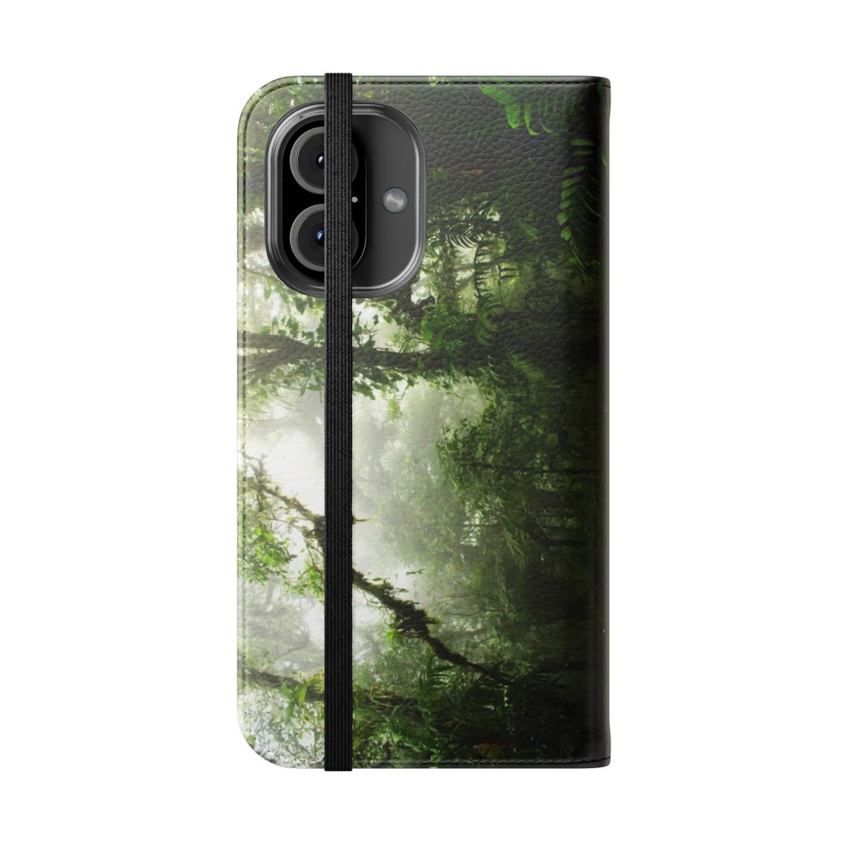 Vibrant forest and cloud-covered landscape phone case - Folded Front