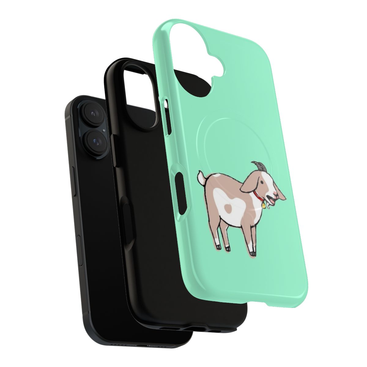 Colorful magnetic phone case with a cute yelling goat design - Layers