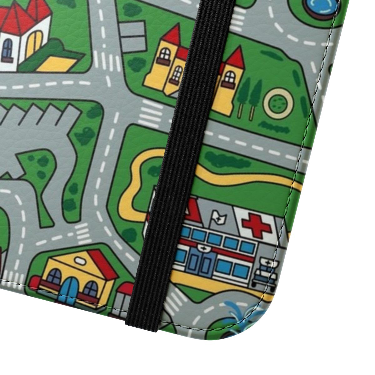 Vintage 90s-inspired phone case with a nostalgic car city road rug pattern, perfect for a retro or throwback aesthetic. - Close Up