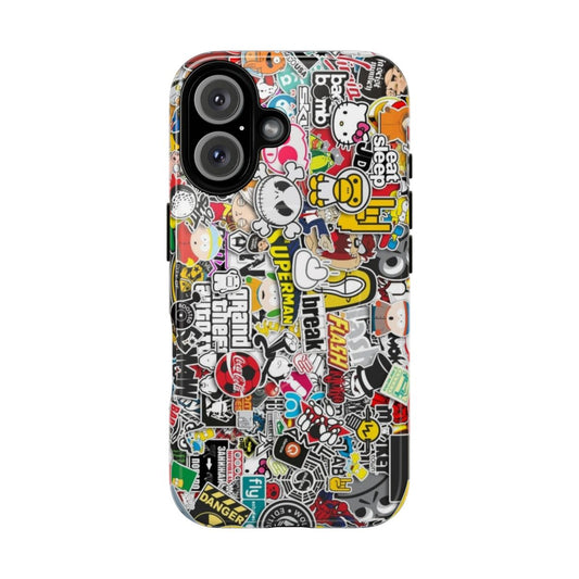 Sticker bomb magnetic tough phone cases for mobile devices