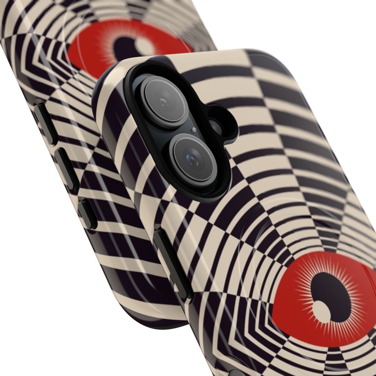 Psychedelic phone case with a bold, minimalist eyeball graphic design - Detail