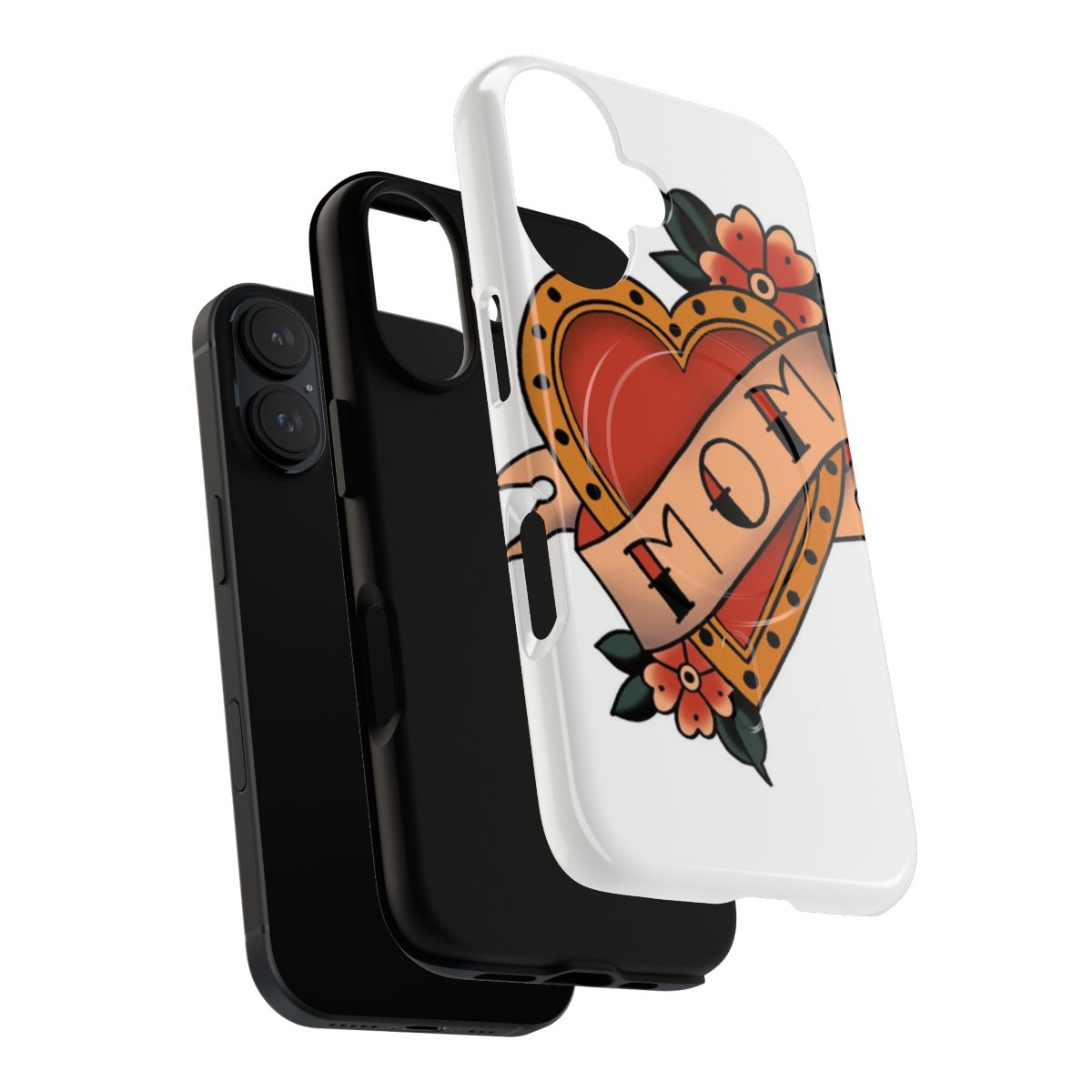 Magnetic tough phone case with mom heart love design - Layers