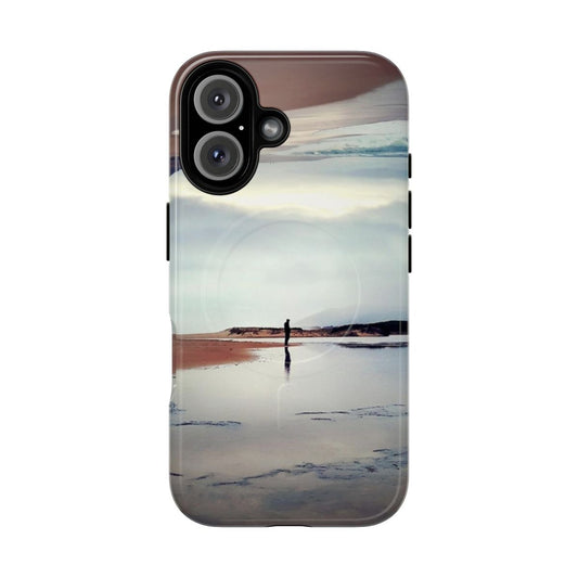 Haunting ghost figure on a scenic coastal landscape phone case