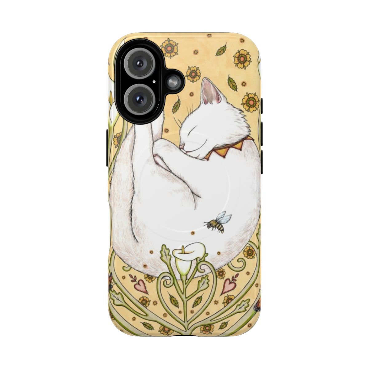 Magnetic tough phone case featuring a beautiful design with butterflies, bees, and flowers