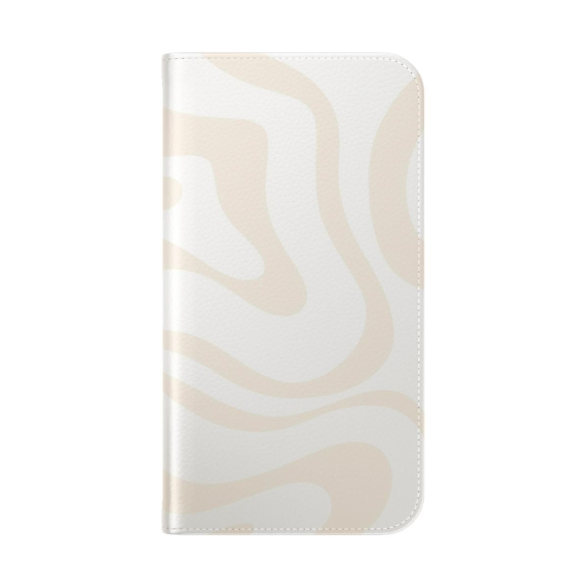 A modern abstract design in soft white and light beige colors on a phone case. - Folded Back