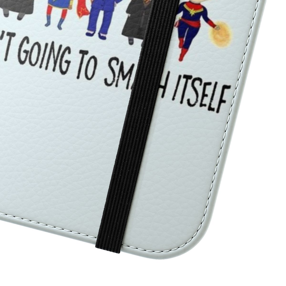 Flip phone case with "Smash the Patriarchy" design, featuring images of influential women. - Close Up