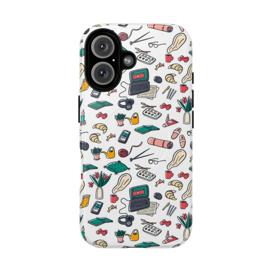 Magnetic tough phone case with creative hobby pattern design