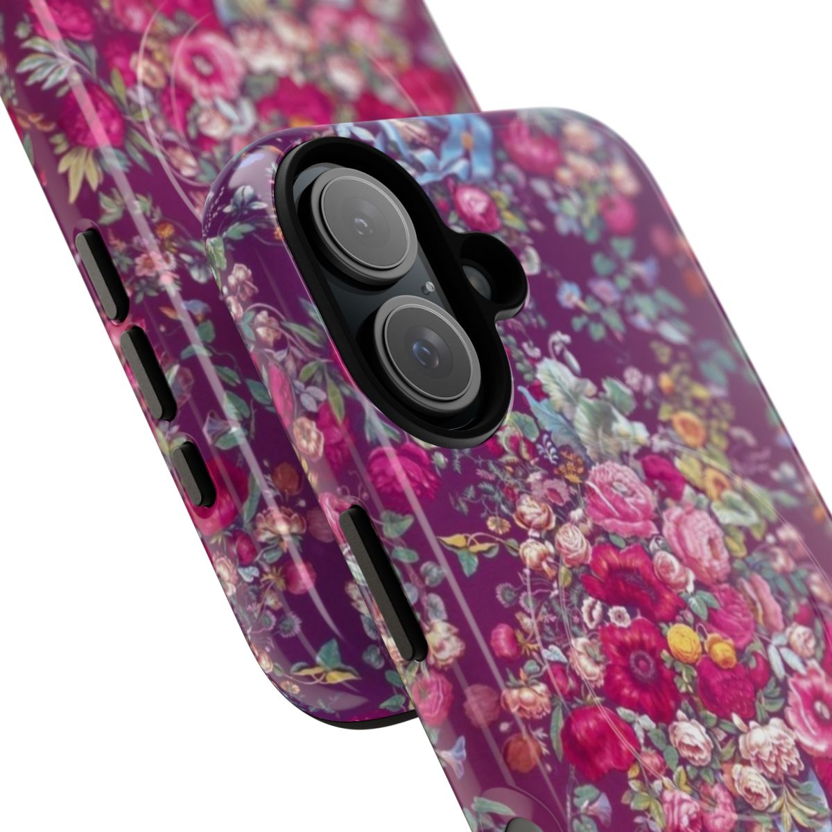 Stylish floral bouquet phone case featuring vibrant, vintage-inspired botanical design - Detail