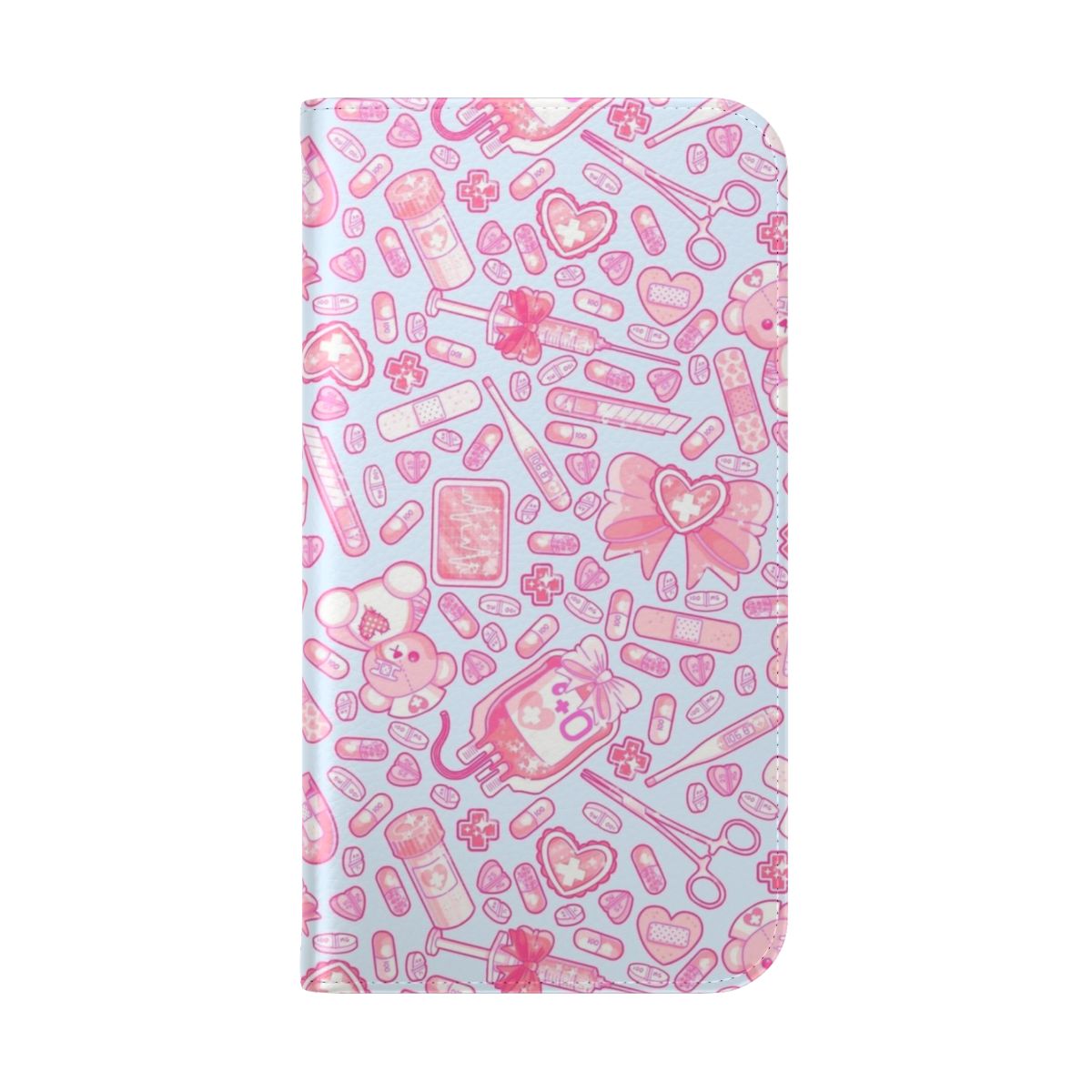 Pastel goth phone case with creepy cute and kawaii horror medical aesthetic design - Folded Back