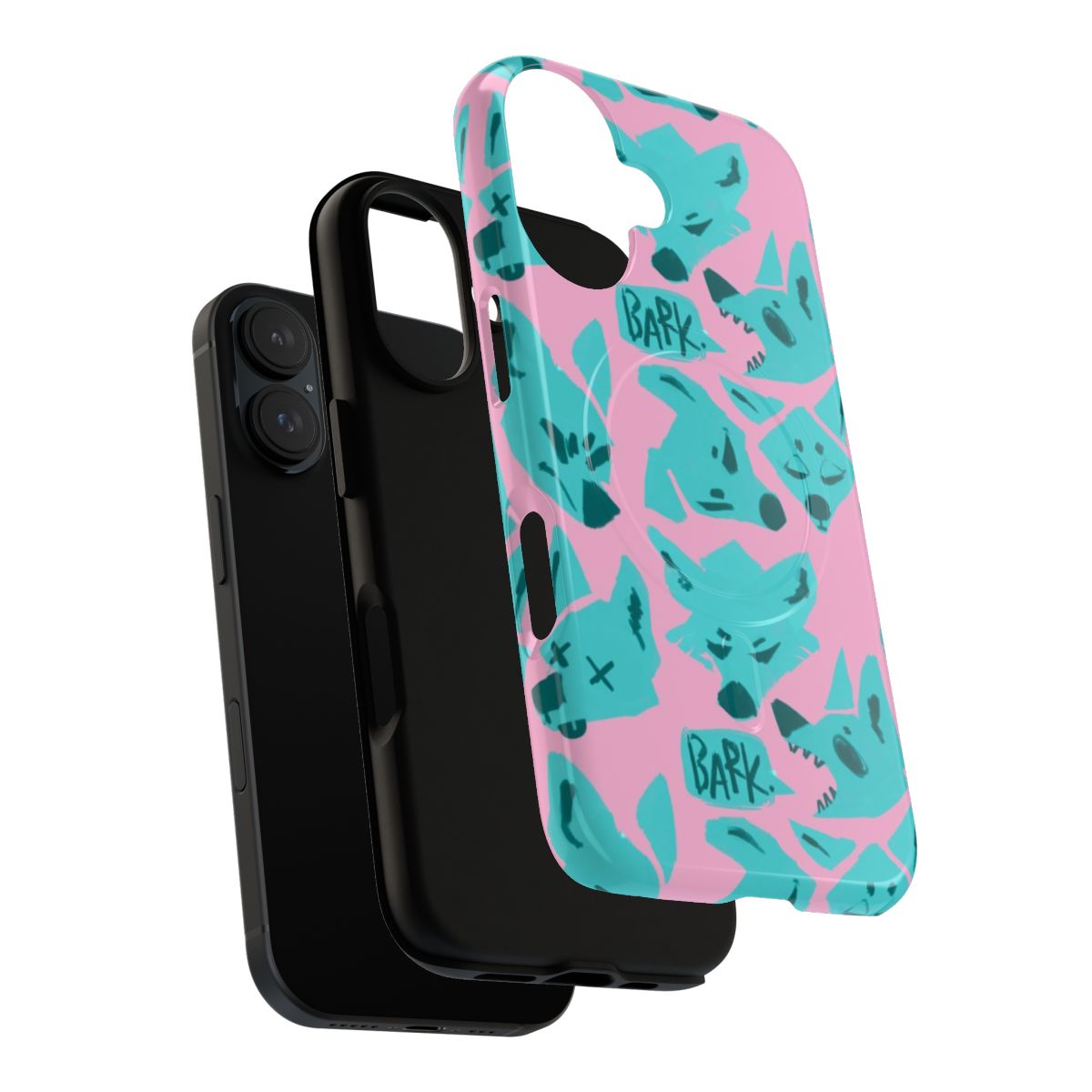 Pastel dog and wolf pattern design on a magnetic tough phone case - Layers