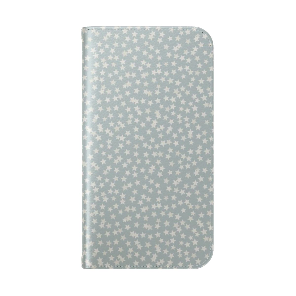 Blue stars pattern phone case with a flip cover design - Folded Back