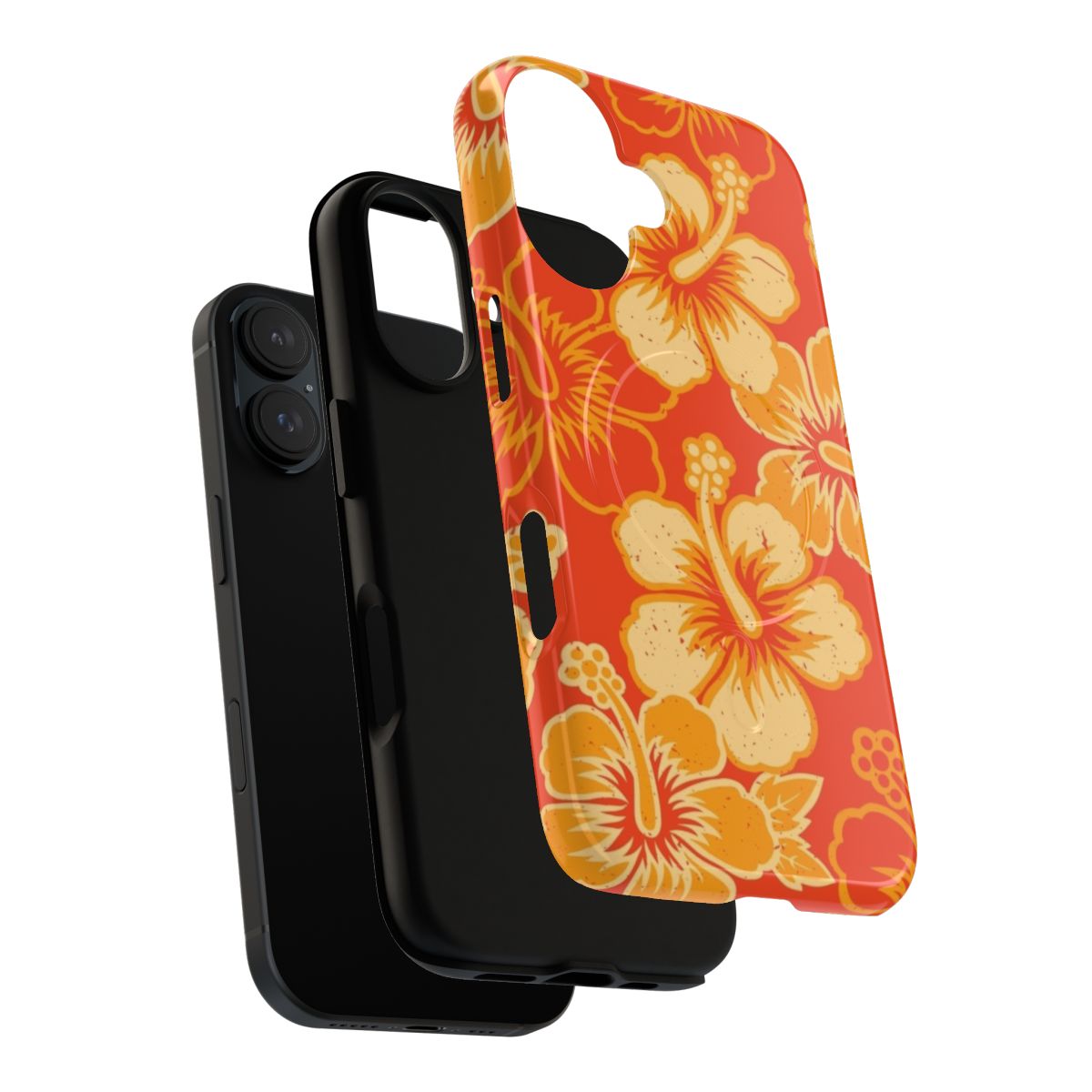 Vintage Hawaiian hibiscus flower pattern on a durable magnetic phone case - Layers