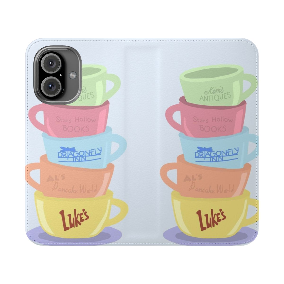 Gilmore Girls-themed flip cover phone case with a coffee mug design