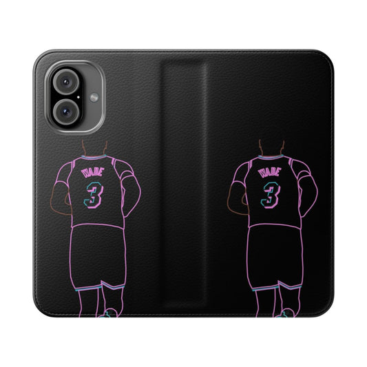 Neon Miami Vice inspired phone case featuring Dwyane Wade, a legendary basketball player