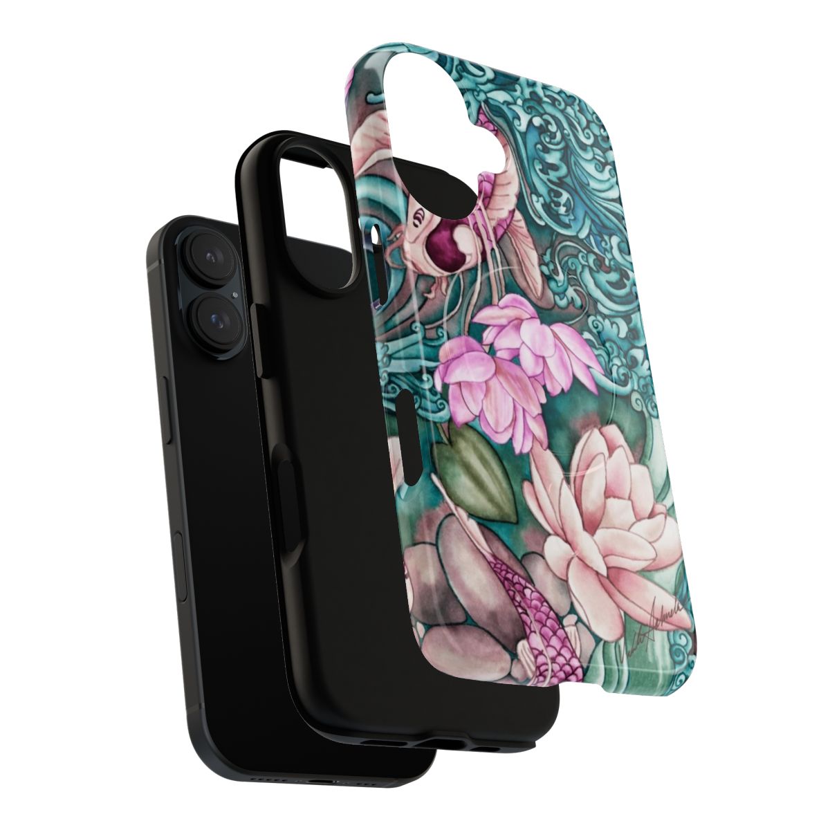 Watercolor-inspired phone case with aquatic floral and nature designs - Layers