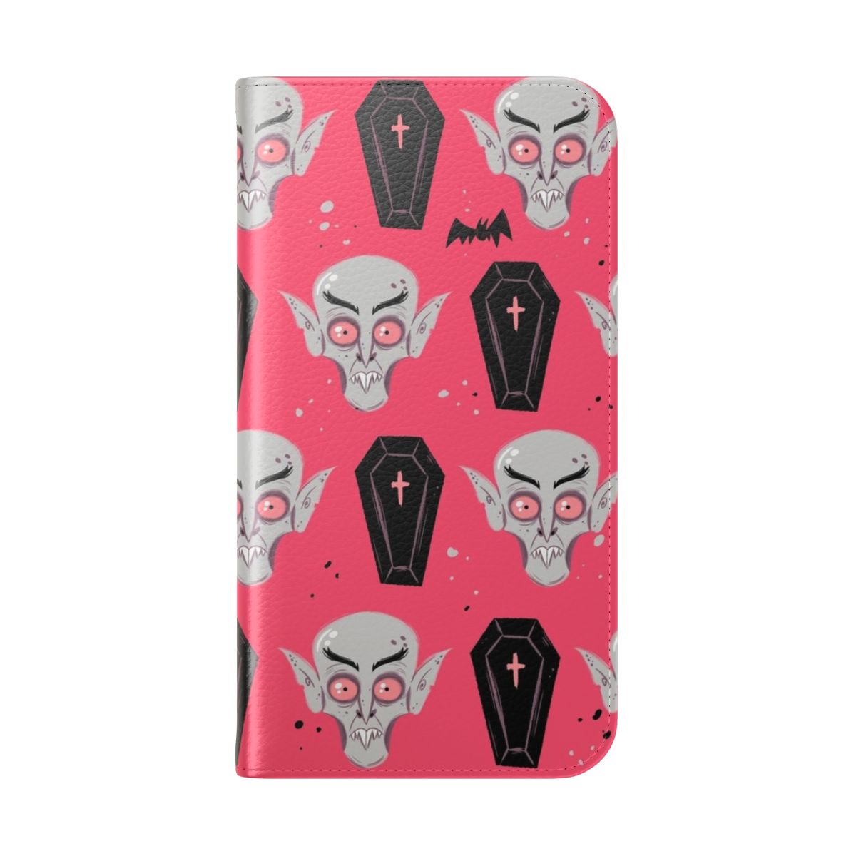 Creepy Nosferatu-themed flip cover phone case - Folded Back