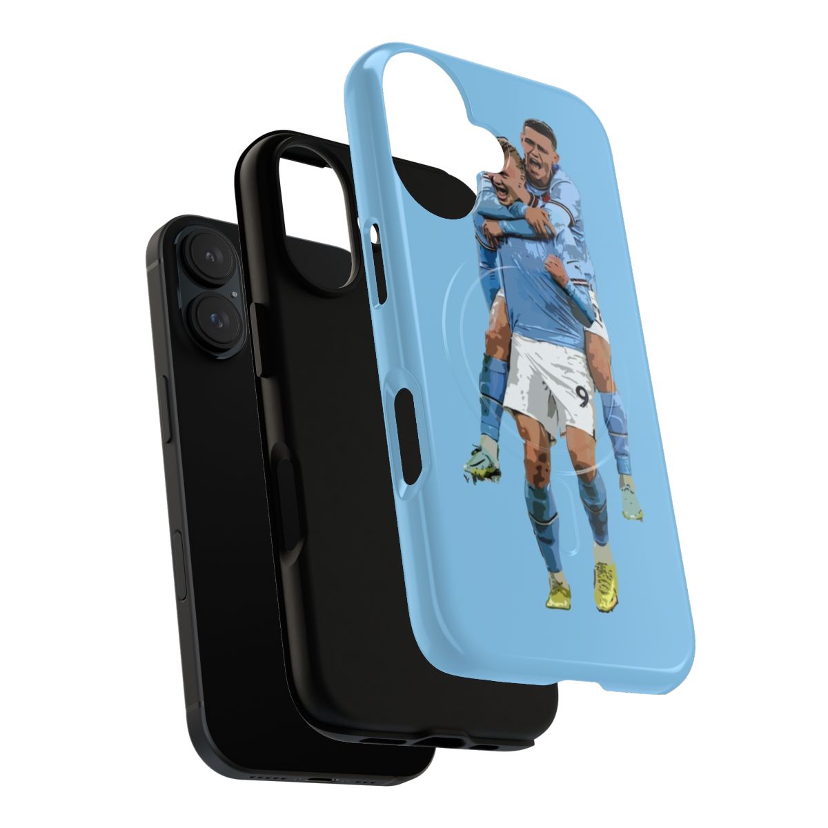 Magnetic tough phone case featuring images of Manchester City players Erling Haaland and Phil Foden - Layers