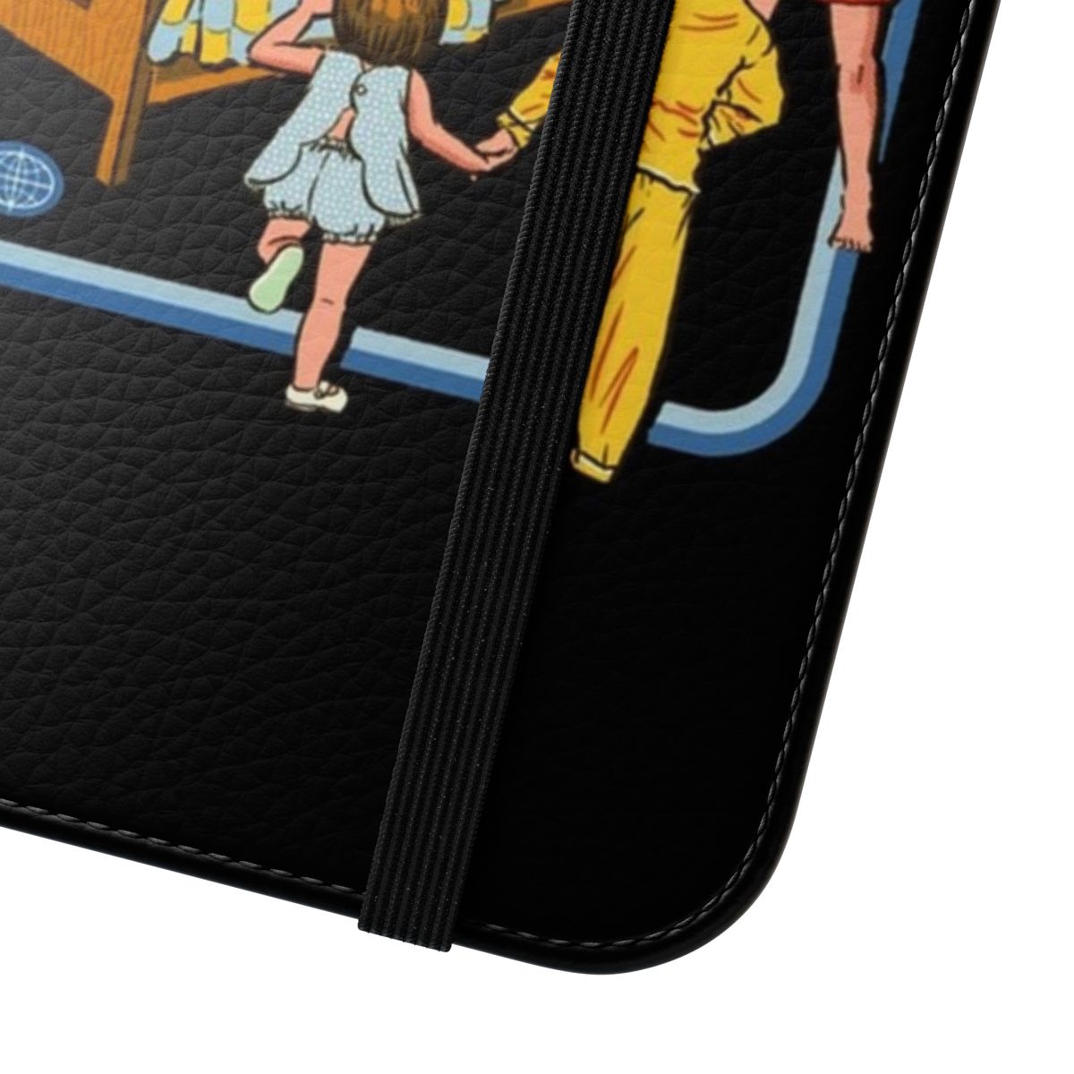 Retro-style horror-themed flip phone case with "The Exorcist" inspired design - Close Up