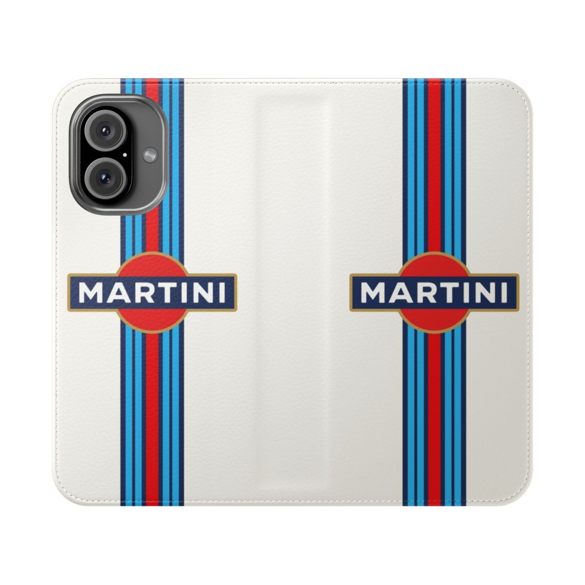 Martini racing inspired phone case with a sporty and stylish flip cover design