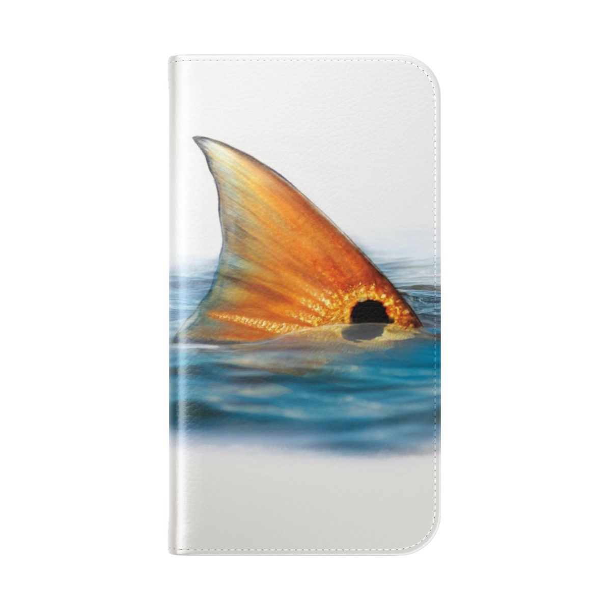 Tailing redfish phone case with a vibrant, realistic design for fly fishing enthusiasts. - Folded Back