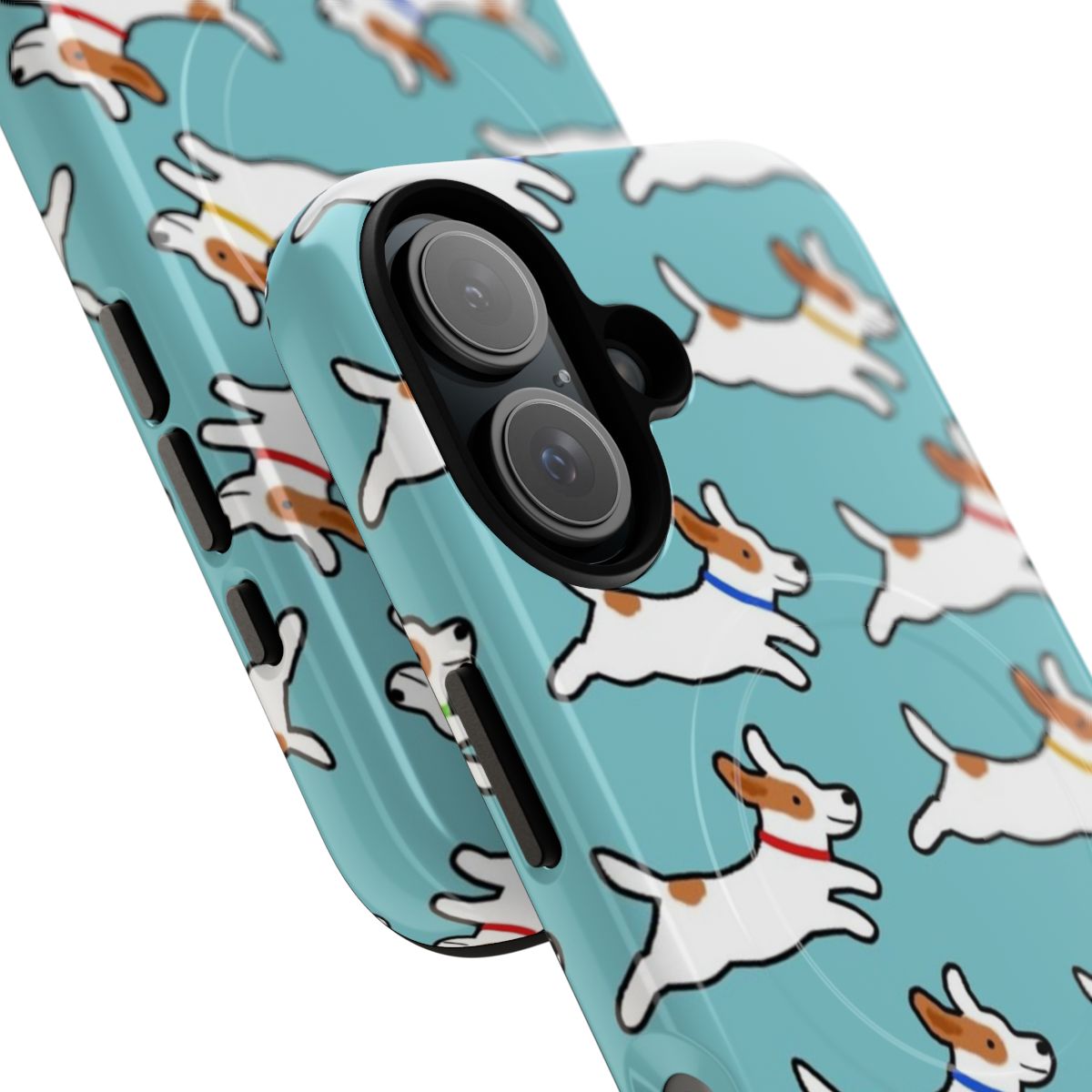 Illustration of a playful Jack Russell Terrier dog on a phone case - Detail