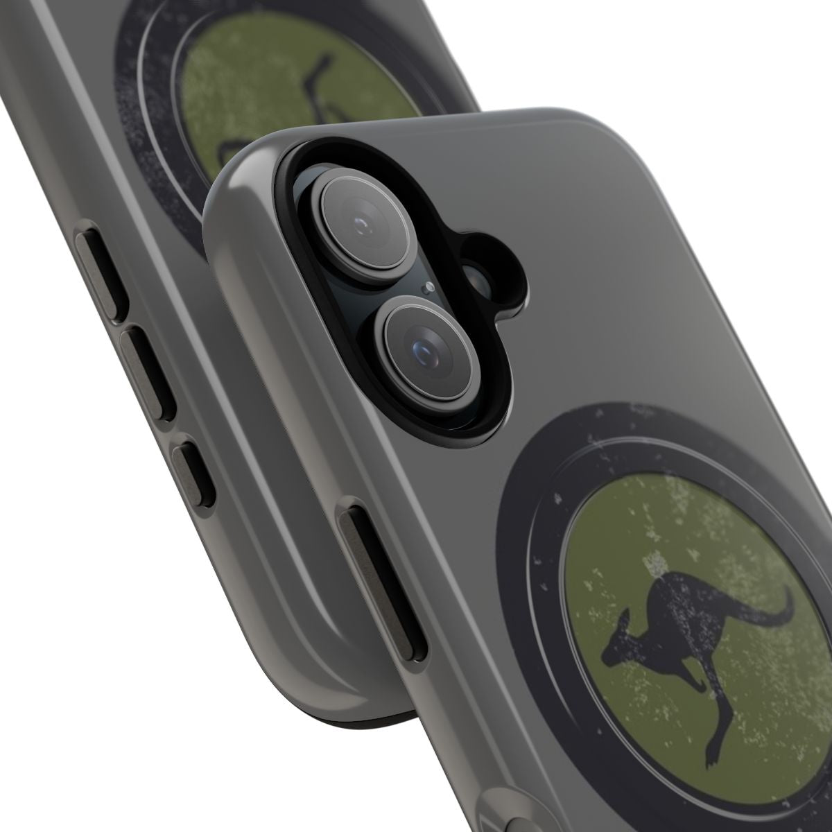 Subdued distressed RAAF-inspired magnetic tough phone case - Detail