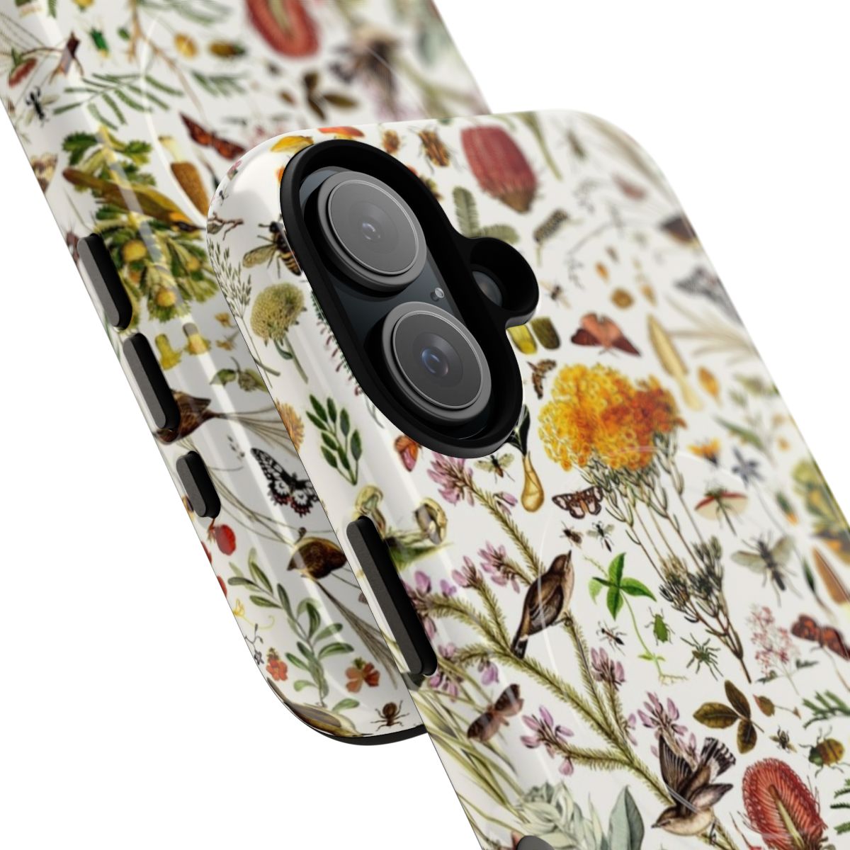 Detailed floral and fauna pattern phone case design - Detail