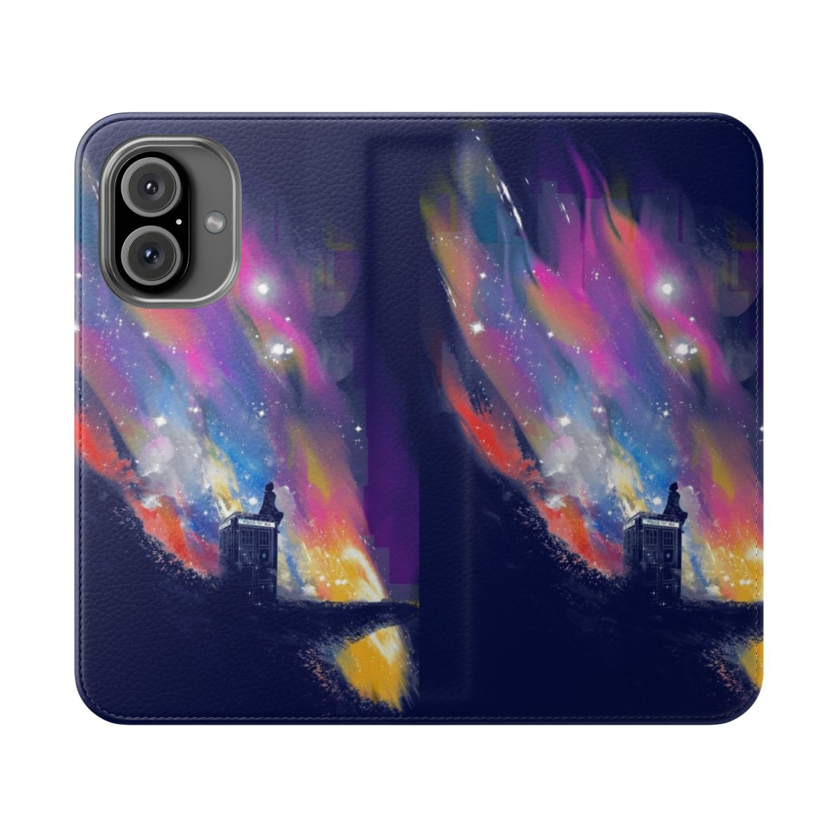 Colorful and artsy 13th Doctor-themed phone case for sci-fi fans and Whovians