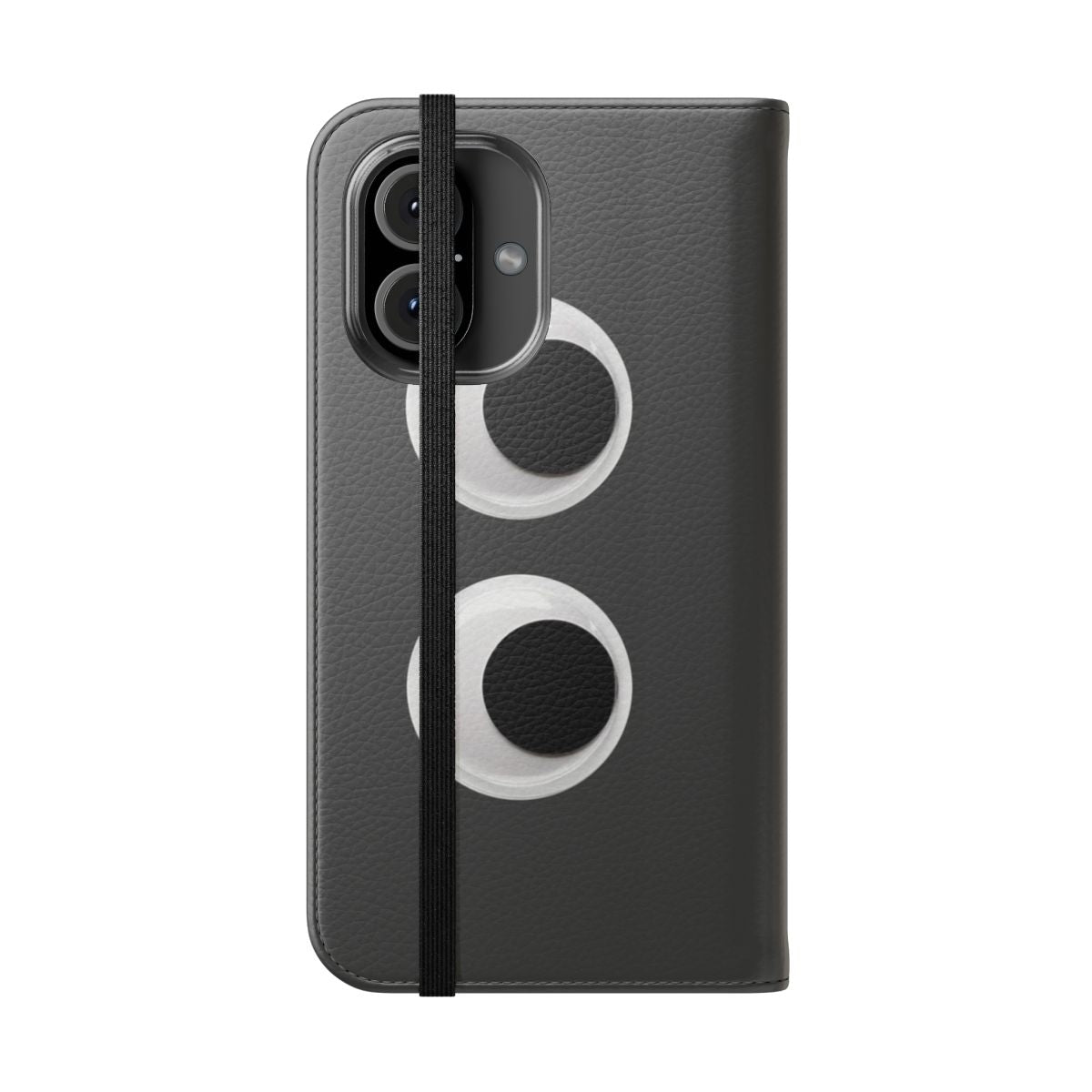 Googly eyes phone case with fun, silly design - Folded Front