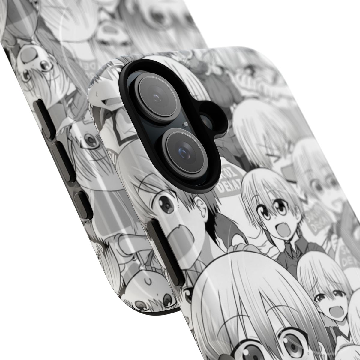 Anime girl phone case with a collage design featuring the popular character Uzaki-chan - Detail