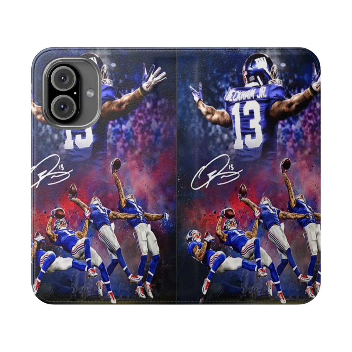 Customizable flip cover phone case with football-inspired design