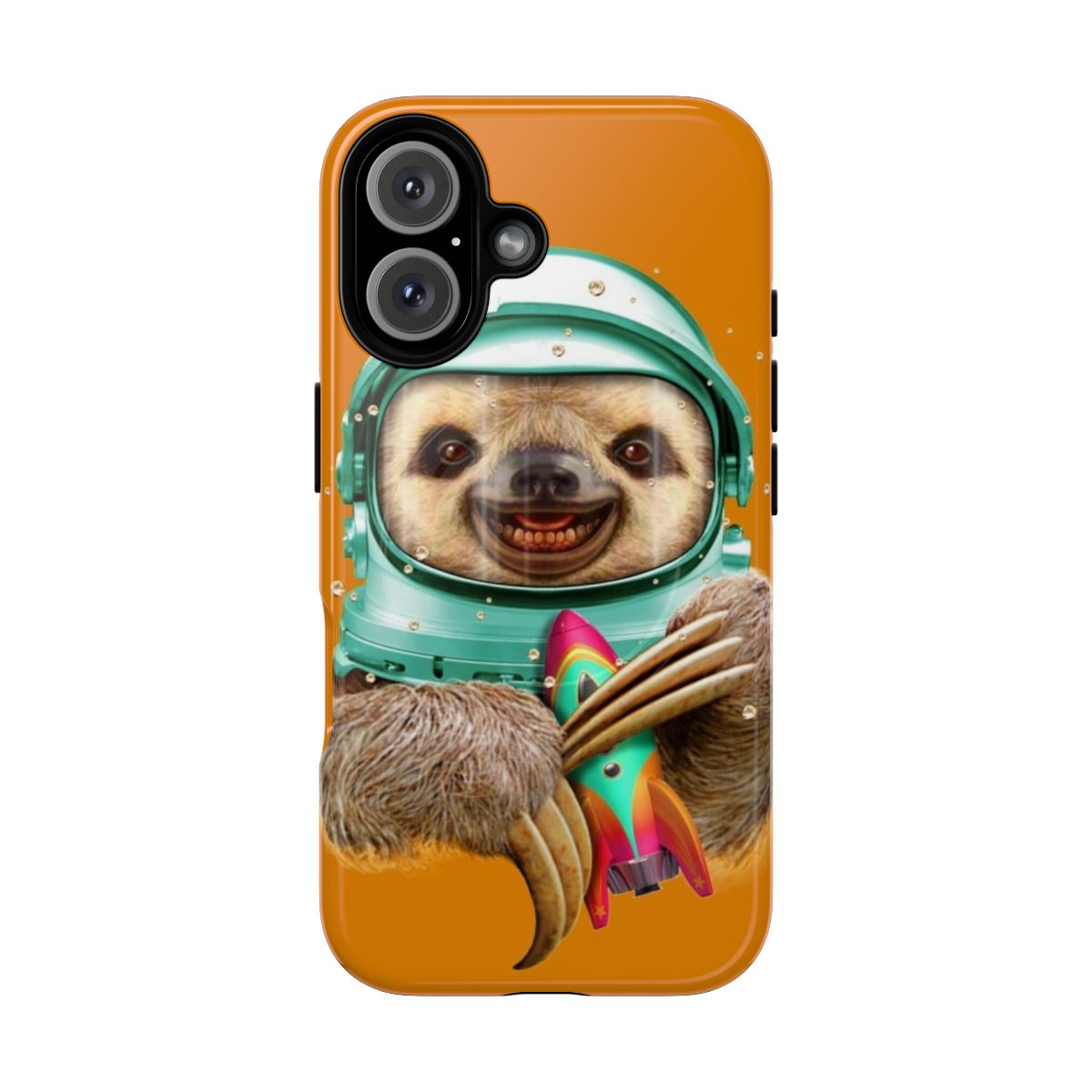 Magnetic phone case with a space sloth design