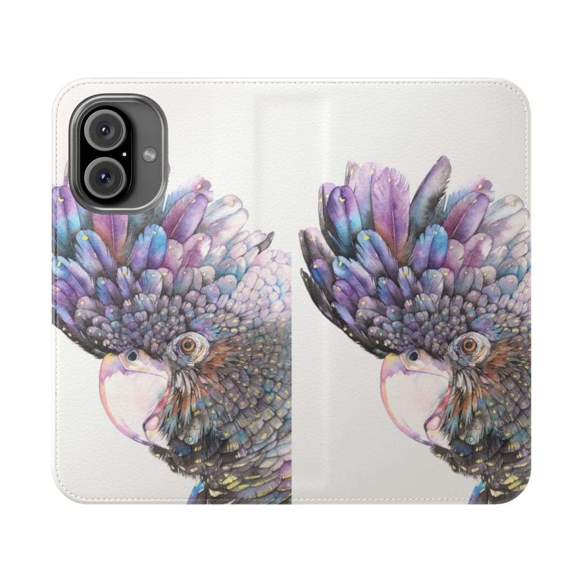 Black cockatoo bird design on a phone case