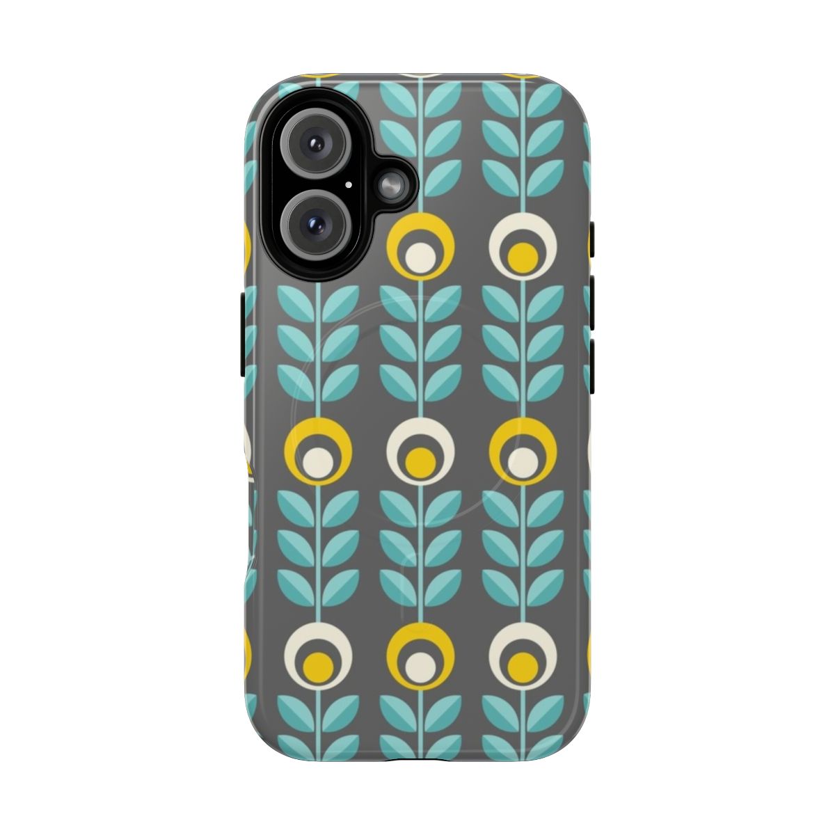 Retro floral pattern phone case with vintage flower and leaf design