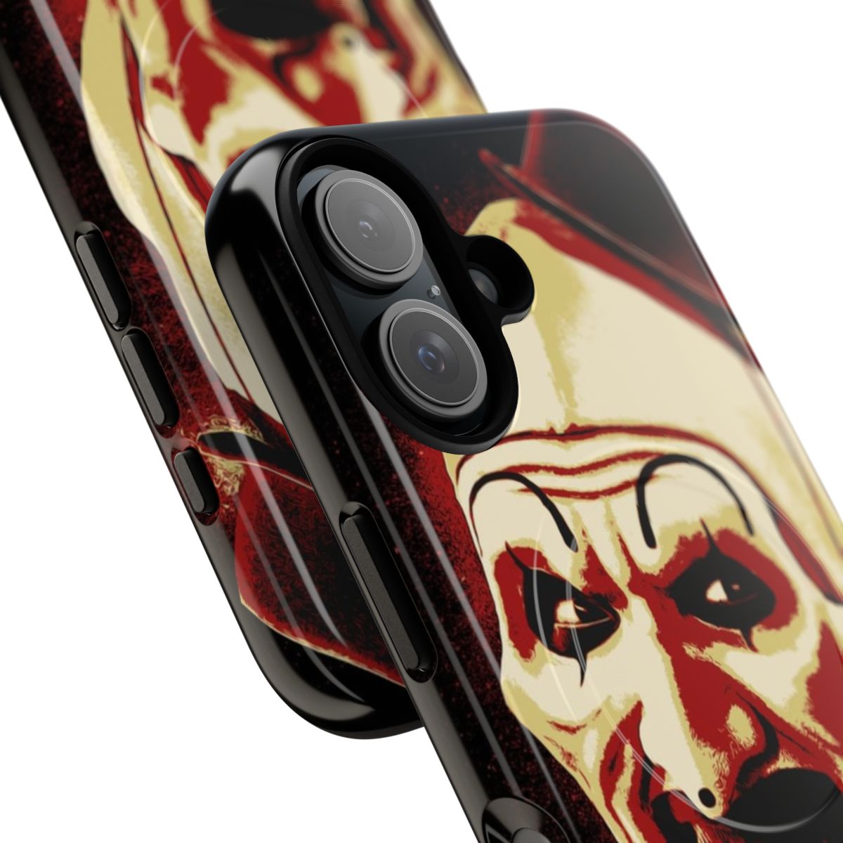 Magnetic tough phone case with a scary clown horror movie design - Detail