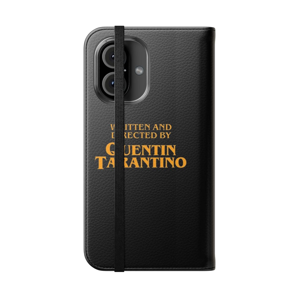 Tarantino-Inspired Flip Cover Phone Case with Movie Director Imagery - Folded Front