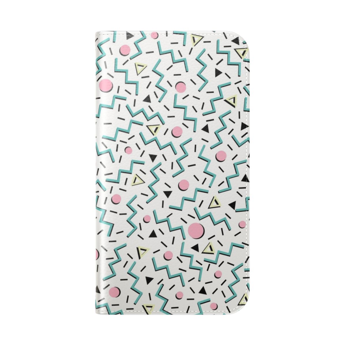 Retro-inspired phone case with a vibrant Memphis-style pattern design - Folded Back